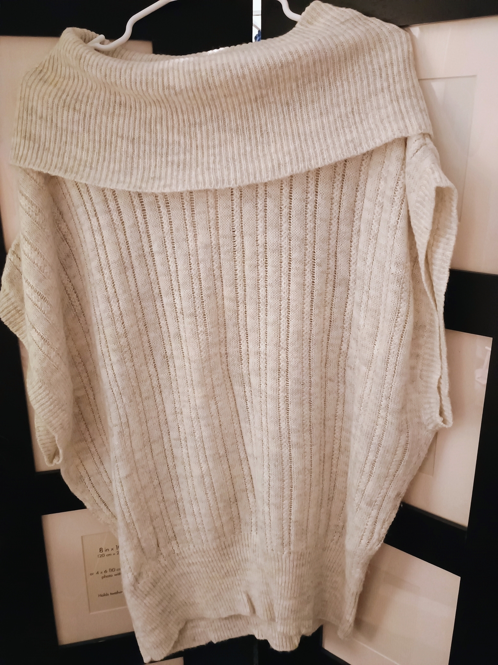 PRICE FIRM Oversized Cream & Tan Knit Off The Shoulder Sweater